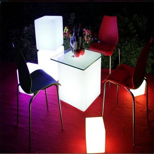 Rechargeable LED Cube Seat Bar Stool With Remote Control For Disco Nightclub 7 Colors Changing Night Light Built-In Battery