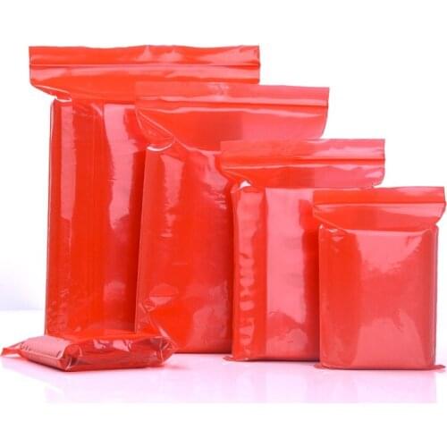 1000pcs/lot Thickened PE Zipperlock Bag Red Color Zipper Bags Self Sealing Plastic Food Bags Poly Bags