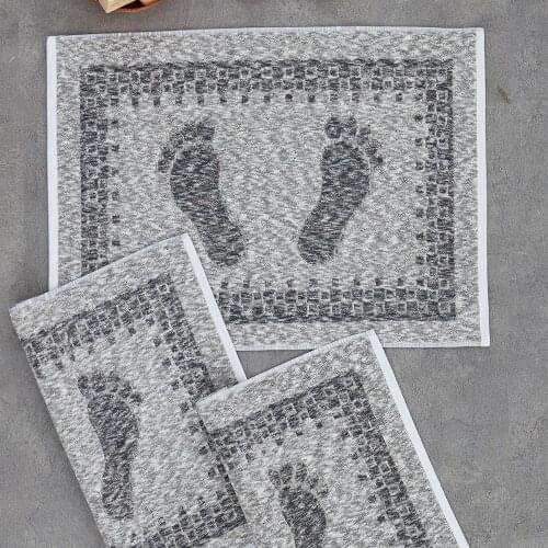 %100 Cotton Foot Towel 3 Pcs 50x70cm Pure Turkish Quality Grey Soft Luxury Super Absorbent Bathroom Textile