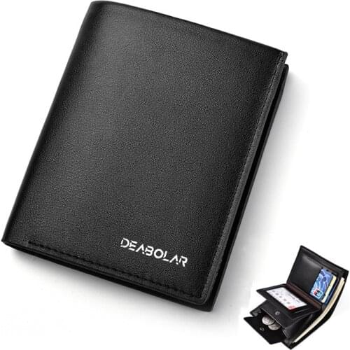 Casual Mens Wallets Korean Solid Luxury Wallet Men Pu Leather Slim Bifold Short Purses Credit Card Holder Business Male Purse