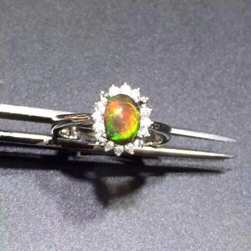 Classic style Simple and exquisite, natural black Opal ring, rare gemstone, 925 Silver