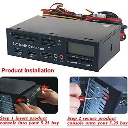 PYMH 5.25 Inch USB 3.0 PC Front Panel Media Dashboard Card Reader HUB SATA PCIE PCE-E