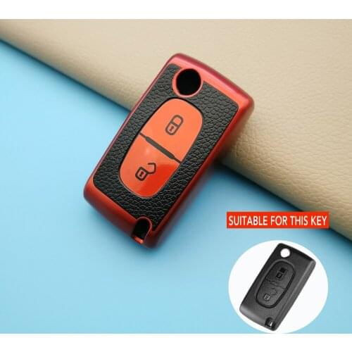 TPU Clamshell Folding 2Button Car Key Case Cover For Peugeot RCZ 206 207 306 307 308 407 408 For Citroen C2 C3 C4 C5 Accessories