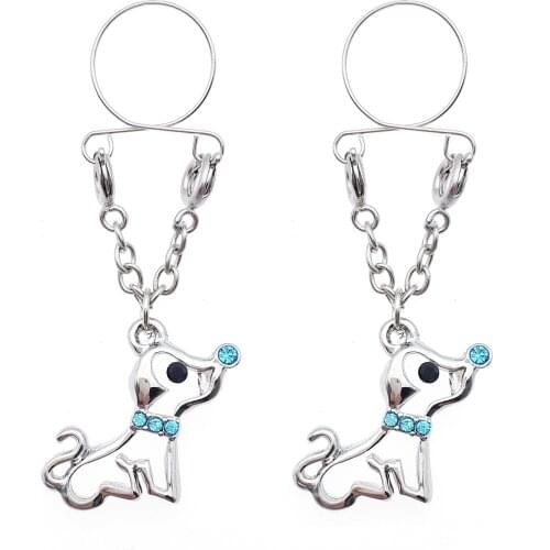 Sexy Adjustable Non Pierced Cilp on Long Dangle Chain 2Pcs Fake Nipple Rings body piercing jewelry