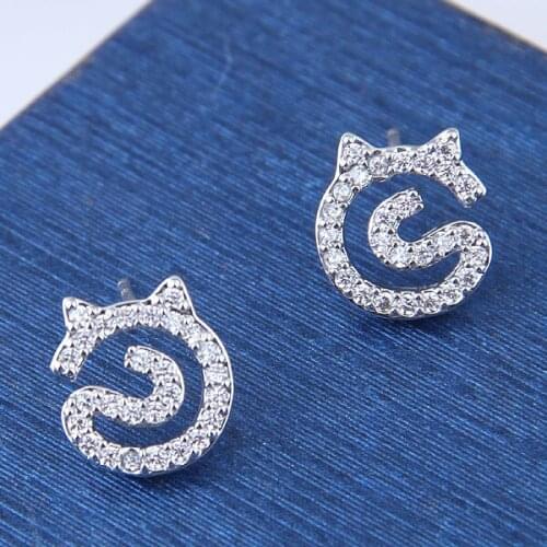 Brinco 2018 zircon cat stud Earrings For Women New Fashion Elegant kitty Earrings fashion Jewelry