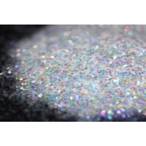 Hexagon Iridescent White Glitter Sparkly