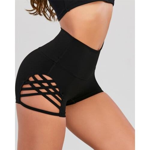 High Waist Yoga Shorts Side Cross Big Hollow Sexy Fitness Pole Dance Shorts Womens Gym Shorts Seamless Shorts Sport Femme