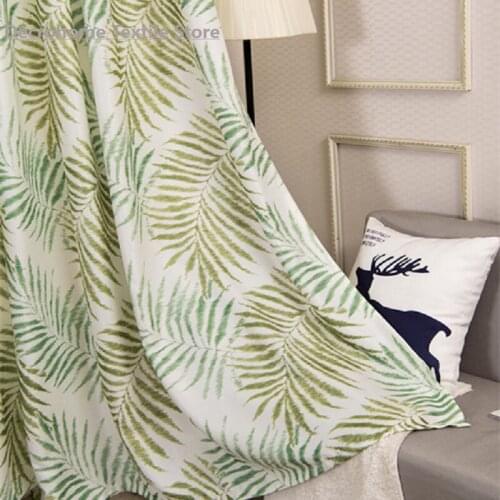 Nordic Curtains for Living Room Bedroom Ins styleTropical Style Big Leaves Printed Fabric Curtain Finished Product Customization