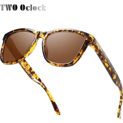 TWO Oclock Polarized Sunglasses Women Men Square Mirror Sun Glasses Leopard UV400 Protection Shades For Women D3332