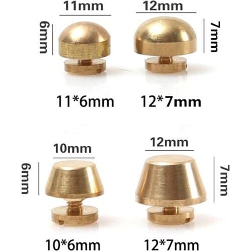 10-12mm Diameter Solid Brass Bag Bottom Studs Foot Nails Shackles Screw Rivet For Belt Hat Shoes Leather Craft DIY Accessories
