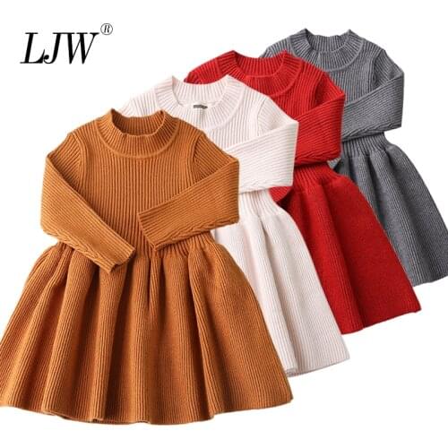 Girls Knitted Dress 2020 autumn winter Clothes Lattice Kids Toddler baby dress for girl princess Cotton warm Christmas Dresses