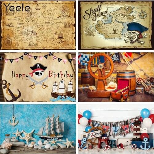 Yeele Pirate Ship Theme Baby Newborn Birthday Party Treasure Map Photography Backdrop Decoration Backgrounds For Photo Studio