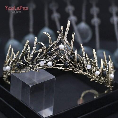 YouLaPan HP330 Retro Women’s Bridal Wedding Queen Crowns and Tiaras Vintage Crystal Rhinestones Pageant Crown Headband (Bronze)