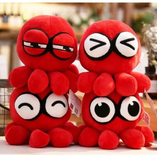 1PC Cartoon Big Eyes Funny Expression Red Octopus Soft Stuffed Doll Girls Kids Birthday Gift