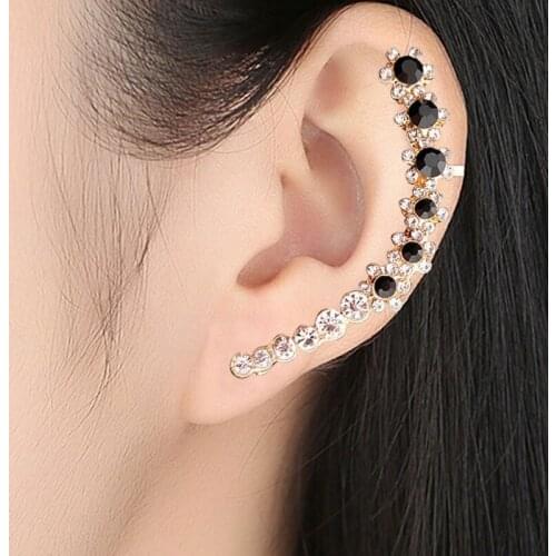 1pc Punk Rock Rhinestone Crystal Ear Cuff Wrap Chic Snowflake Stud Earring Piercing Cartilage Statement Ear Clips Jewelry