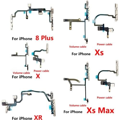 10Pcs/Lot，New Power Flex Cable Mute & Volume For IPhone 7 8 Plus X XR XS Max Volume Switch On Off Button Key Replacement Parts