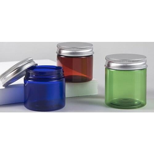 12Pcs 50/80g Empty Clear Plastic Jar Cosmetic Cream Jar with Aluminum Lid Cosmetic Containers Plastic Packing Cans for Travel