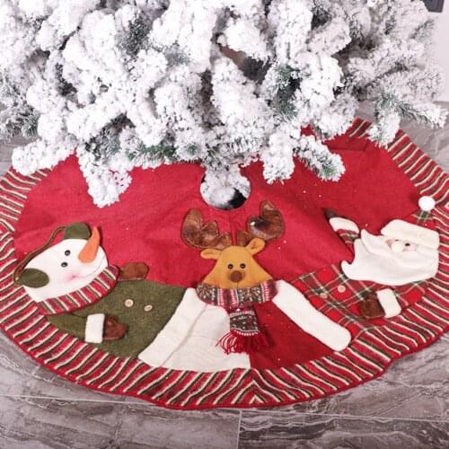 120cm Xmas Tree Skirt Carpet Santa Claus Snowman Floor Pad Cover Merry Christmas Tree Decor Base For Home New Year Party