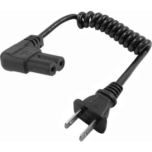 JP US NEMA 1-15P 2PIN Plug To IEC320 C7 AC Short Portable Cord 2 Prong C7 Angled 20cm PU Spring Power cable 10-30cm Retractable