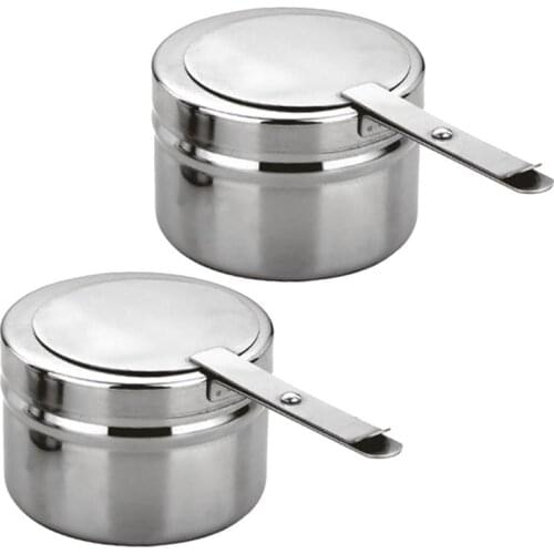 2pcs Stainless Steel Fuel Holder With Cover Chafer Sterno Canned Heat Fuel Box For Buffets Barbecue Parties