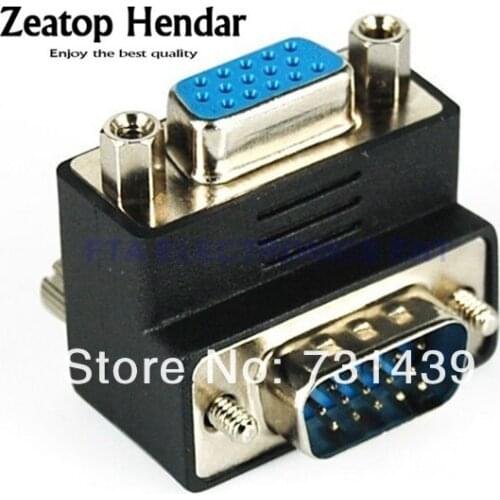 5pcs 90 Degree VGA SVGA Male to Female Right Angle Adapter Port for 15pin TV Cable