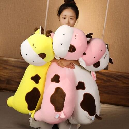 50/70/90CM Cute Plush Soft Lying Milk Cow Plush Toys Bed Colorful Pillow Cushion Kids Toys Home Decor For Girl Birthday Gifts