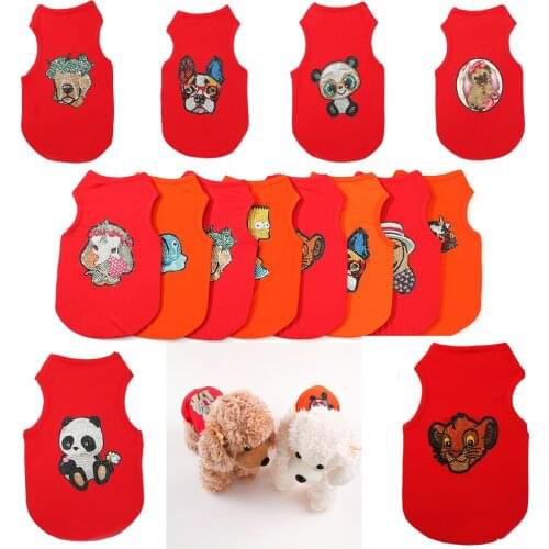 Diamond Painting Clothes for Small Dogs Cute Printed Pets Pullover Diamond Decorative Dogs Pets Clothing Summer Outfit S M L
