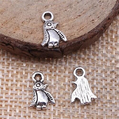 Free shipping 216pcs 7x11mm antique silver penguin charms diy retro jewelry fit Earring keychain hair card pendant accessories
