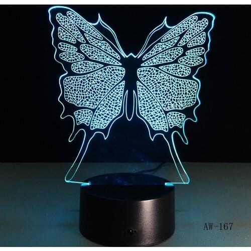 Baby Children Toys Lovely Butterfly 3D Illusion LED Night Lights Colorful Acrylic Table Lamp For Party Gift Home Decor AW-167