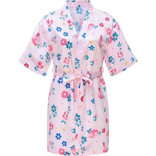 Girl Robe with Belt Kid Nightgown Bathrobes Baby Pajama Party Summer Shortsleeve Sleepwear Child Kimono Spa Cape Casual Homewear