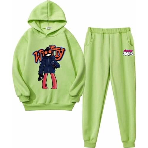 2-12 years old boys & girls in the spring & autumn day wear cotton long sleeve shirt and pants suit Friday night funkin printing