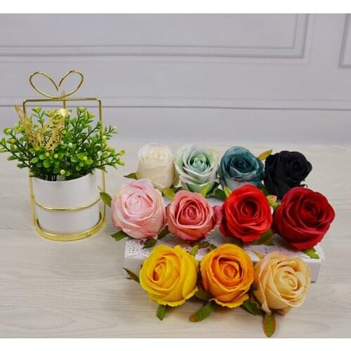 5pcs 6.5cm 11colors artificial silk retro rose flower head for DIY flowers wall bouquet wedding home garden party decoration
