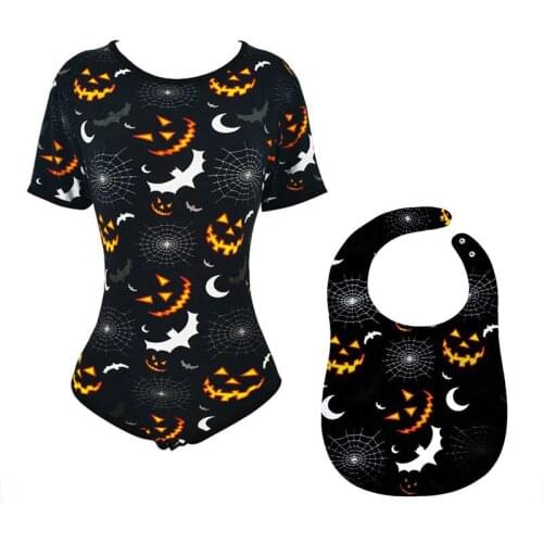 ABDL Adult Baby Onesies Pajamas - ABDL Send one bib Halloween Printed Romper Ddlg Adult Size Open Crotch Pajamas Romper
