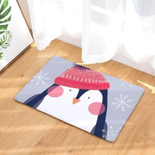 Penguins Snowman Floor Mats Living Rooms Anti-slip Carpet for Bedroom Kitchen Bathroom Rug Welcome Mats for Front Door