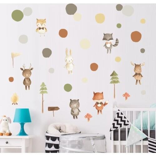 Hot Sale Nordic Style Animal Kids Room Poster Wall Sticker DIY Tree for Children Bedroom Nursery Home Decor Mural