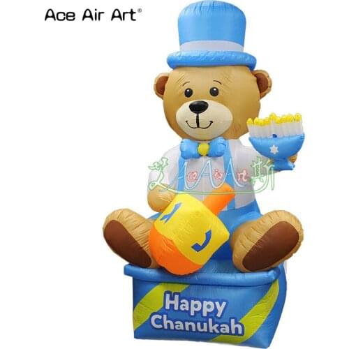 Cute hanukkah Inflatable bear with candle,chanukah outdoor/Indoor activities decorations