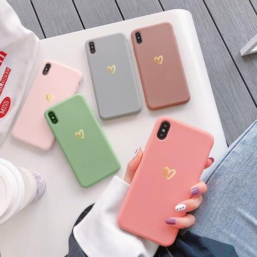 Love Heart Frosted Phone Case For iPhone 11 12 Pro SE 2020 7 8 Plus X XR XS Max Mini 7Plus Candy Color Soft TPU Silicone Cover
