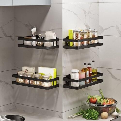 Wall Mounted Storage Holder Kitchen Spice Rack Bathroom Toiletries Shelf Storage Basket Kitchen Seasoning Rack Organizer