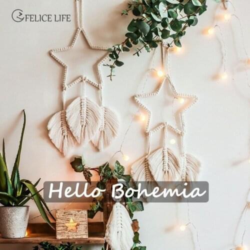 Star Hand-woven Tapestry Macrame Wall Hanging Bohemian Home Decorations Tenture Murale Tissus Psychedelic Tapestry