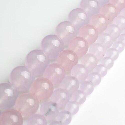 Natural A+ Light Purple Chalcedony Stone Round Loose Beads for Jewelry Making 6 8 10 12mm 15'' Diy Bracelet Necklace Wholesale