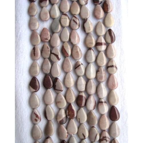 Natural Grey Brown Jasper Flat Pear Shape 12*18mm Loose Beads For Jewelry Making DIY Bracelet Necklace Earrings