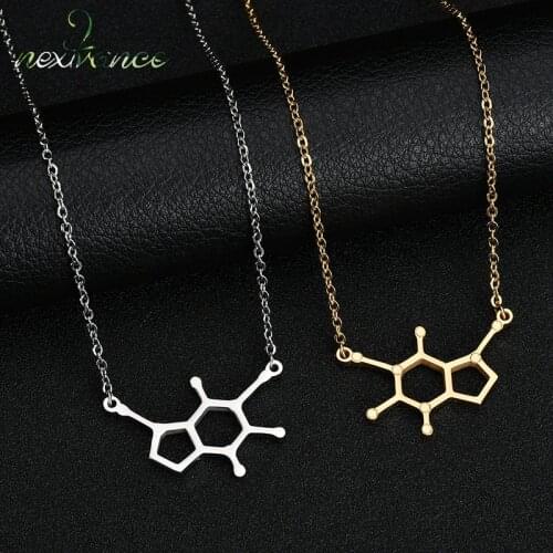 Nextvance Molecule Structure Science Chemical Necklace Geometric Dopamine Serotonin Caffeine Necklaces Creative Teacher Gift