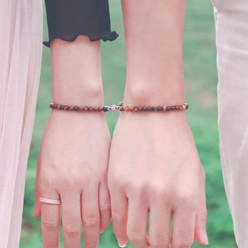 Noter 2pcs/set Matching Bracelet For Lovers Natural Stone Braslet Beads Mountain Sea Pair Braclet Distance Couple Brazalete Gift