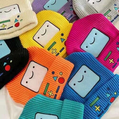 2021 New Winter Male and Female Adult Korean Version Of Adventure Time BMO Cartoon Thickened Warm Woolen Hat