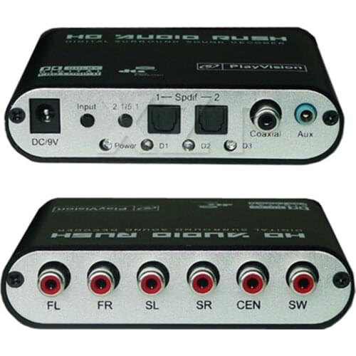 New 1PCS Rush digital 5.1 Amplifier Analog audio decoder SPDIF Coaxial Stereo to RCA DTS AC3 for PS3 Xbox DVD player hot sale