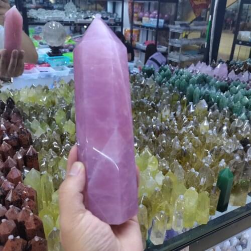 1.9kg Natural Pink Rose Quartz Crystal Obelisk Wand Point Healing Specimen 1pcs