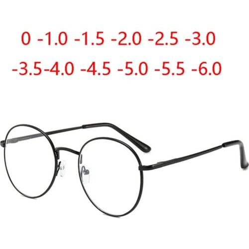 Blue Light Blocking Student Nearsighted Glasses Women Men Literary Oval Short-sighted Spectacle Diopter 0 -1.0 -1.5 To -6.0