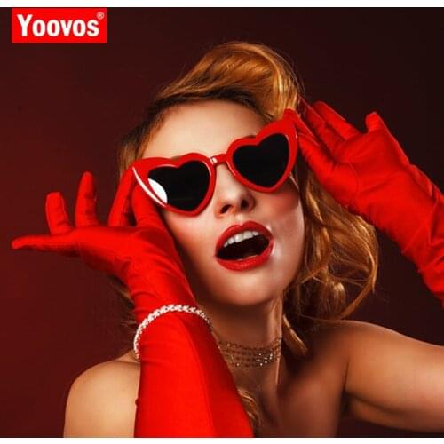 Yoovos 2021 Classic Candy Colors Sunglasses Women Vintage Luxury Heart Sun Glasses Plastic Retro Outdoor Oculos De Sol Gafas