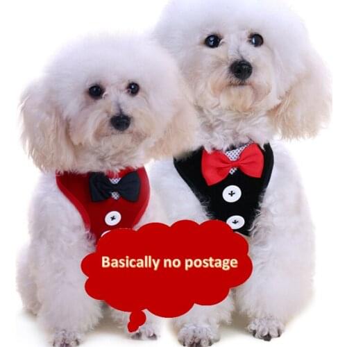 Pet Leash Small Dog Teddy Vest-style Bowknot Evening Dress Chest Strap Vest Cute, Beautiful, Dirty-resistant, Bright
