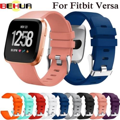 Wrist Strap For Fitbit Versa Smart Watch Band Strap Soft Silicone Watchband Replacement Wristband Bracelet S/L Size 10 Colors